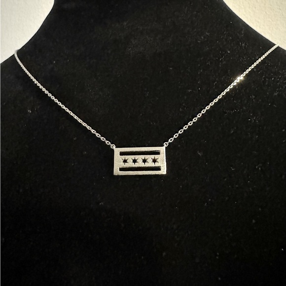 ⚜️3 for $30⚜️ Chicago Flag Pendant Clavicle Necklace (Geometric, Art Deco, Flag) - Picture 1 of 7